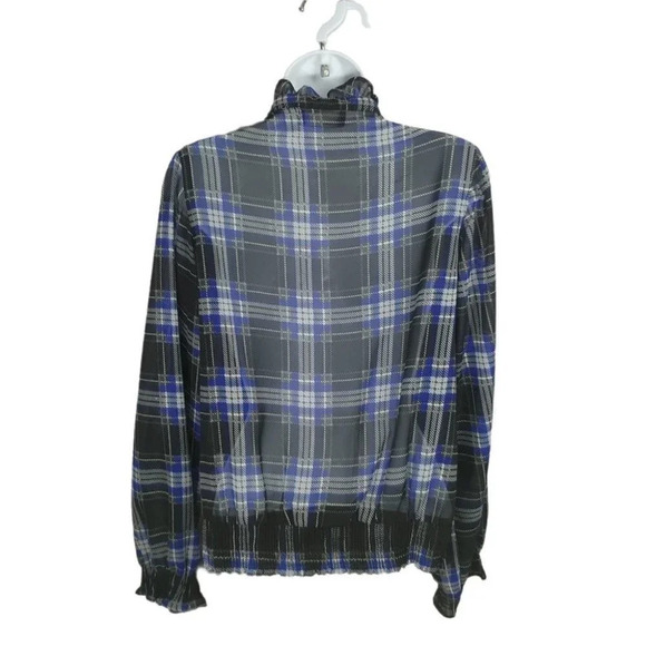 Vero Moda Western  Plaid Sheer Blouse, Ruffles, S - Picture 7 of 8